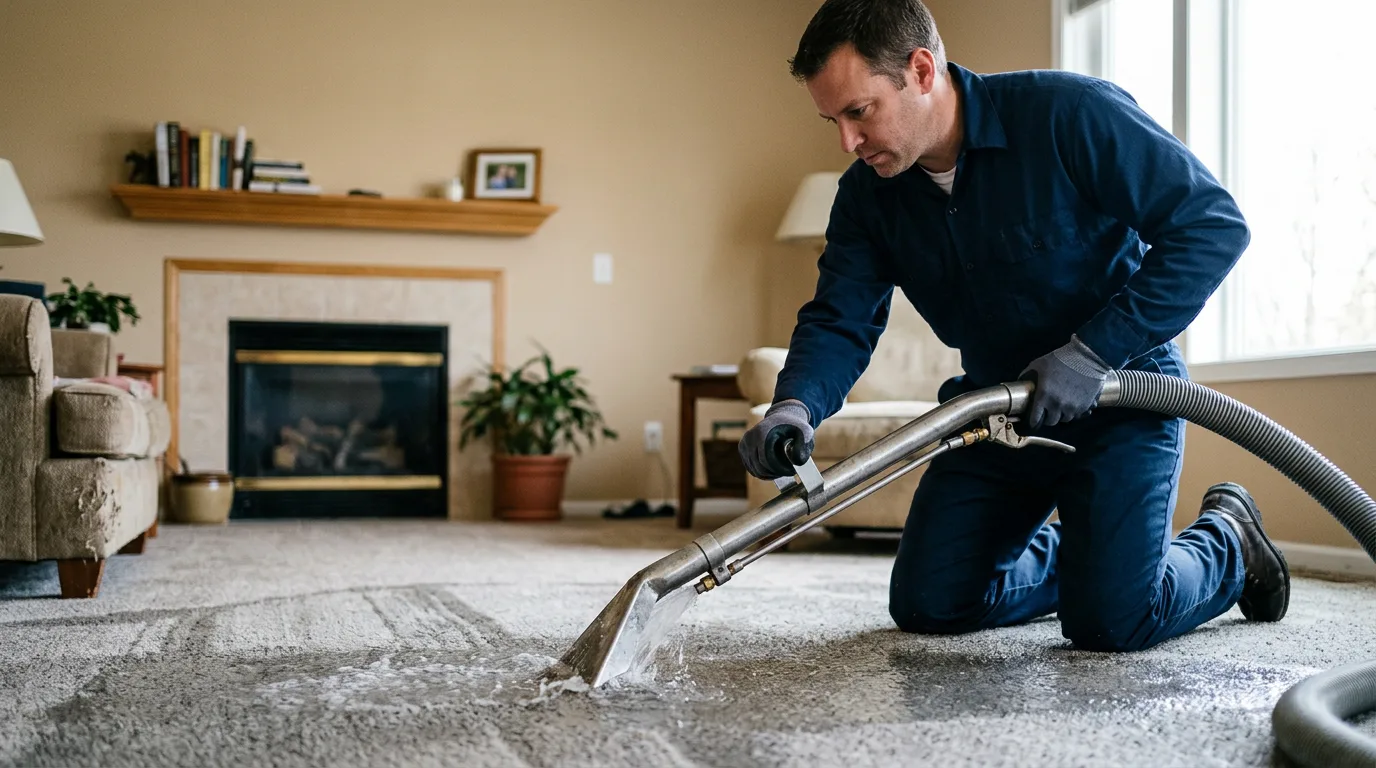 Water damage restoration technician working near Munster, IN